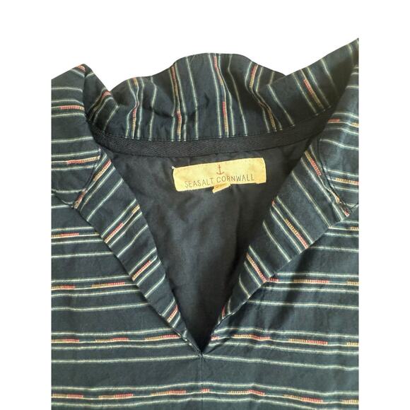 Seasalt Cornwall Alys Dress Blue Stripes Short Sleeve Pockets‎ Collar Size 16 - Picture 3 of 7